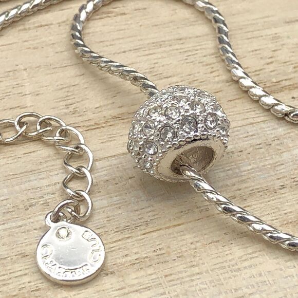 Charter Club Necklace Pave Ice Crystal Ball Pendant 18 inch Silver Tone Chain - Picture 3 of 6